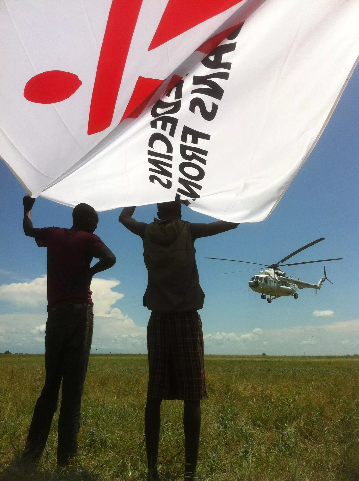 Receiving the helicopter transporting non-food items to Padding, Jonglei state. 